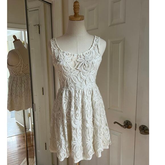 Nasty Gal White Lace Open Back Mini Dress - Picture 1 of 13